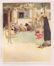 Sie sah die Kinder spielen